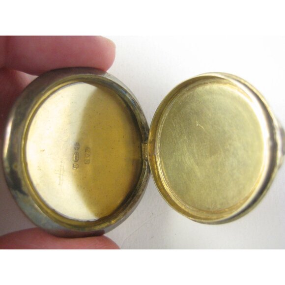 Continental Antique Enamel Sterling Silver Locket Pendant 1920s Guilloche 925 - Picture 6 of 8